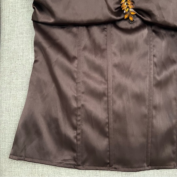 SOLD Charlotte Russe Brown Satin Strapless Corset - Picture 4 of 11